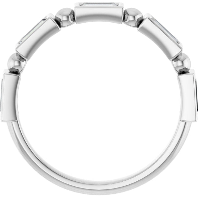 Platinum Straight Baguette Natural Diamond Beaded Bezel-Set Anniversary Band – 1/10–5/8 CTW - view 2