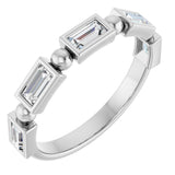 Platinum Straight Baguette Natural Diamond Beaded Bezel-Set Anniversary Band – 1/10–5/8 CTW