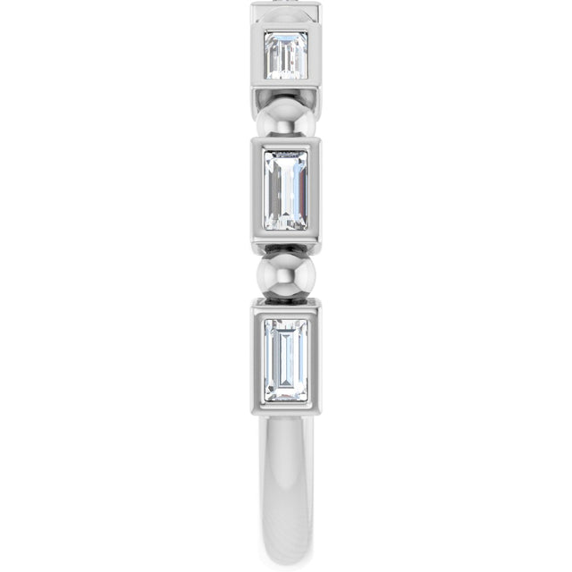 Platinum Straight Baguette Natural Diamond Beaded Bezel-Set Anniversary Band – 1/10–5/8 CTW - view 4