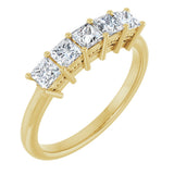 14K Gold Square Natural Diamond Five-Stone Anniversary Band – 1/4–1 CTW - Yellow Gold