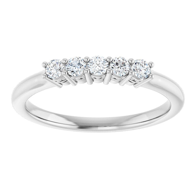 14K Gold Round Natural Diamond Five-Stone Anniversary Band – 1/6–5/8 CTW (Style 123844) - White Gold - view 3