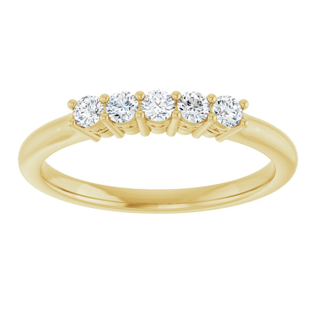 14K Gold Round Natural Diamond Five-Stone Anniversary Band – 1/6–5/8 CTW (Style 123844) - Yellow Gold - view 3