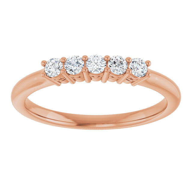 14K Gold Round Natural Diamond Five-Stone Anniversary Band – 1/6–5/8 CTW (Style 123844) - Rose Gold - view 3