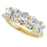 14K Gold Oval Lab-Grown Diamond Five-Stone Anniversary Band – 9/10–1 7/8 CTW - Yellow Gold - view 5