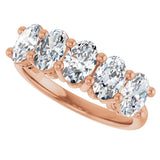 14K Gold Oval Lab-Grown Diamond Five-Stone Anniversary Band – 9/10–1 7/8 CTW - Rose Gold - view 5