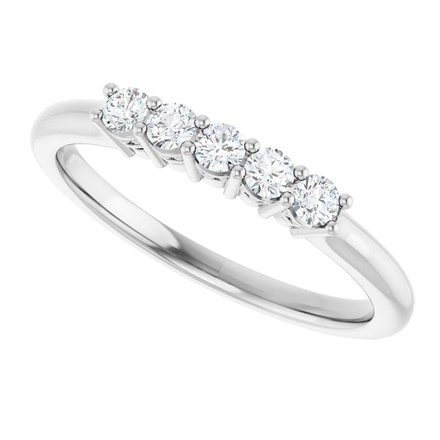 Platinum Round Natural Diamond Five-Stone Anniversary Band – 1/6–5/8 CTW - view 5