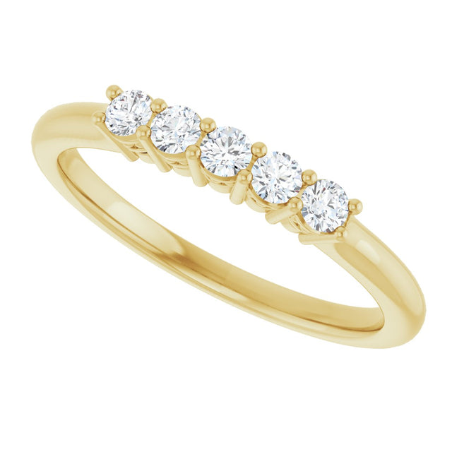 14K Gold Round Natural Diamond Five-Stone Anniversary Band – 1/6–5/8 CTW (Style 123844) - Yellow Gold - view 5