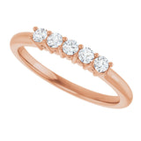 14K Gold Round Natural Diamond Five-Stone Anniversary Band – 1/6–5/8 CTW (Style 123844) - Rose Gold - view 5
