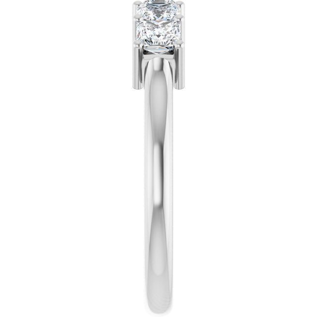14K Gold Square Natural Diamond Five-Stone Anniversary Band – 1/4–1 CTW - White Gold - view 4