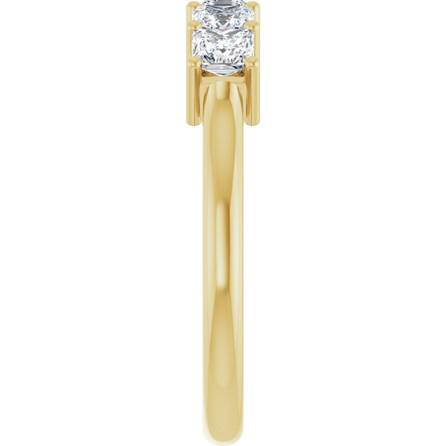 14K Gold Square Natural Diamond Five-Stone Anniversary Band – 1/4–1 CTW - Yellow Gold - view 4