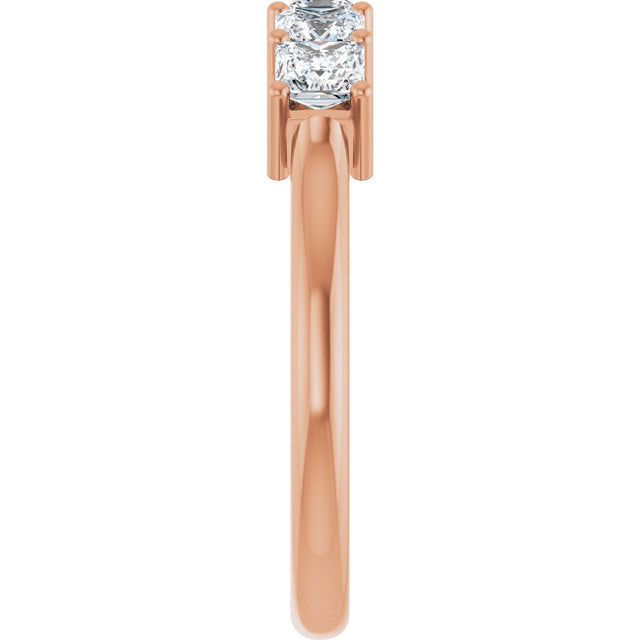 14K Gold Square Natural Diamond Five-Stone Anniversary Band – 1/4–1 CTW - Rose Gold - view 4
