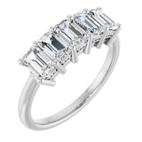 14K Gold Emerald Natural Diamond Five-Stone Anniversary Band – 1 3/4–3 CTW - White Gold