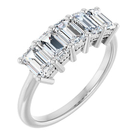 Platinum Emerald Natural Diamond Five-Stone Anniversary Band – 1 3/4–3 CTW