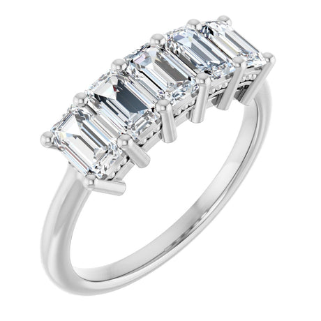 Platinum Emerald Lab-Grown Diamond Five-Stone Anniversary Band – 1 3/4–3 CTW