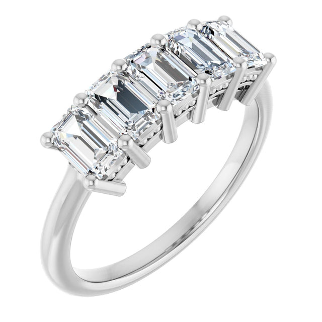 Platinum Emerald Lab-Grown Diamond Five-Stone Anniversary Band – 1 3/4–3 CTW
