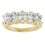 14K Gold Oval Lab-Grown Diamond Five-Stone Anniversary Band – 9/10–1 7/8 CTW - Yellow Gold - view 3