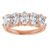 14K Gold Oval Lab-Grown Diamond Five-Stone Anniversary Band – 9/10–1 7/8 CTW - Rose Gold - view 3