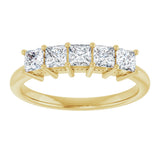 14K Gold Square Natural Diamond Five-Stone Anniversary Band – 1/4–1 CTW - Yellow Gold - view 3