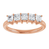 14K Gold Square Natural Diamond Five-Stone Anniversary Band – 1/4–1 CTW - Rose Gold - view 3