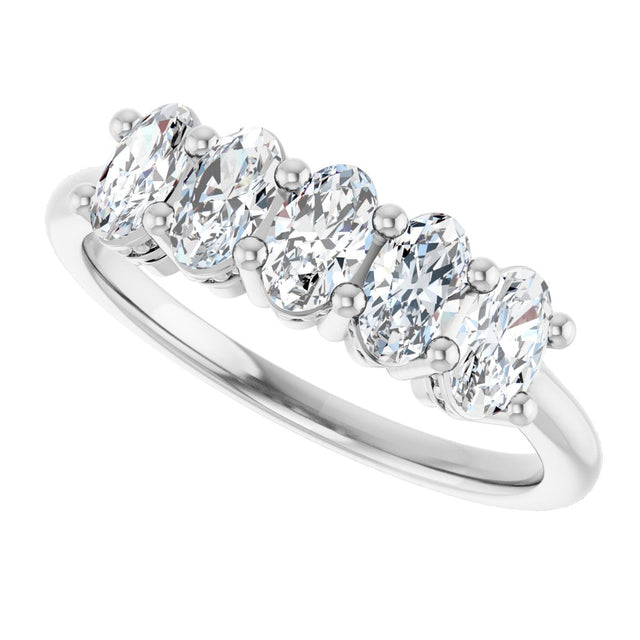14K Gold Oval Lab-Grown Diamond Five-Stone Anniversary Band – 9/10–1 7/8 CTW - White Gold - view 5