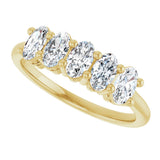 14K Gold Oval Lab-Grown Diamond Five-Stone Anniversary Band – 9/10–1 7/8 CTW - Yellow Gold - view 5