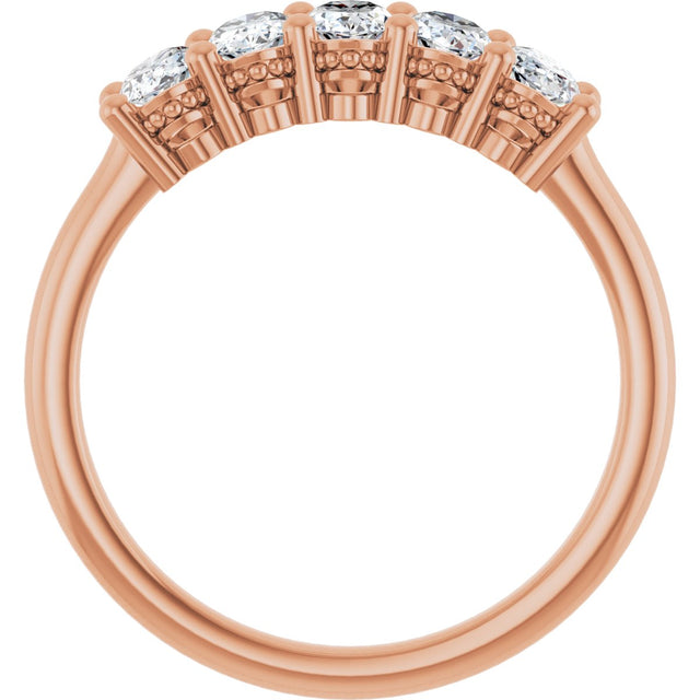 14K Gold Oval Lab-Grown Diamond Five-Stone Anniversary Band – 9/10–1 7/8 CTW - Rose Gold - view 2