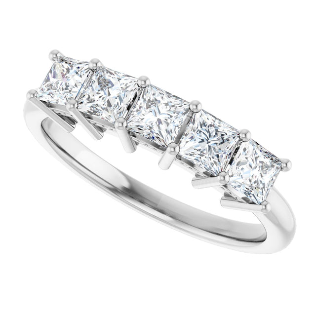 Platinum Square Natural Diamond Five-Stone Anniversary Band – 1/4–1 CTW - view 5