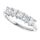 14K Gold Square Natural Diamond Five-Stone Anniversary Band – 1/4–1 CTW - White Gold - view 5