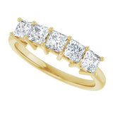 14K Gold Square Natural Diamond Five-Stone Anniversary Band – 1/4–1 CTW - Yellow Gold - view 5