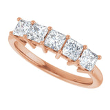 14K Gold Square Natural Diamond Five-Stone Anniversary Band – 1/4–1 CTW - Rose Gold - view 5