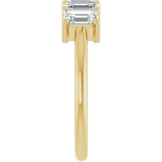 14K Gold Emerald Lab-Grown Diamond Five-Stone Anniversary Band – 1 3/4–3 CTW - Yellow Gold - view 4