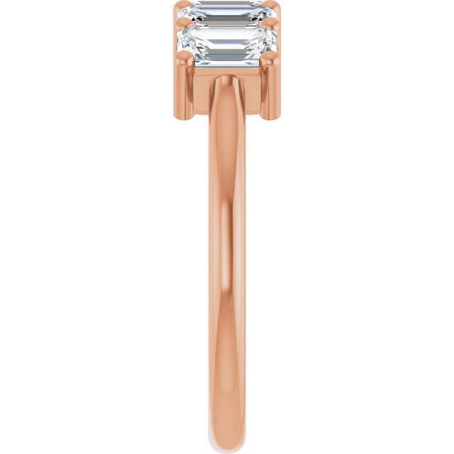 14K Gold Emerald Lab-Grown Diamond Five-Stone Anniversary Band – 1 3/4–3 CTW - Rose Gold - view 4