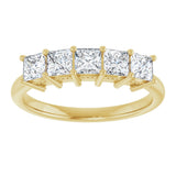 14K Gold Square Natural Diamond Five-Stone Anniversary Band – 1/4–1 CTW - Yellow Gold - view 3