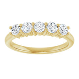 14K Gold Round Natural Diamond Five-Stone Anniversary Band – 1/6–5/8 CTW (Style 123844) - Yellow Gold - view 3