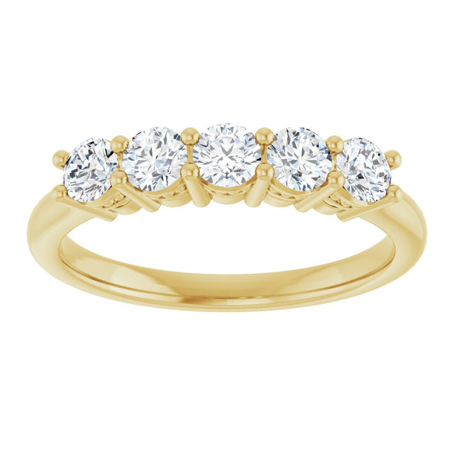 14K Gold Round Natural Diamond Five-Stone Anniversary Band – 1/6–5/8 CTW (Style 123844) - Yellow Gold - view 3