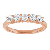 14K Gold Round Natural Diamond Five-Stone Anniversary Band – 1/6–5/8 CTW (Style 123844) - Rose Gold - view 3