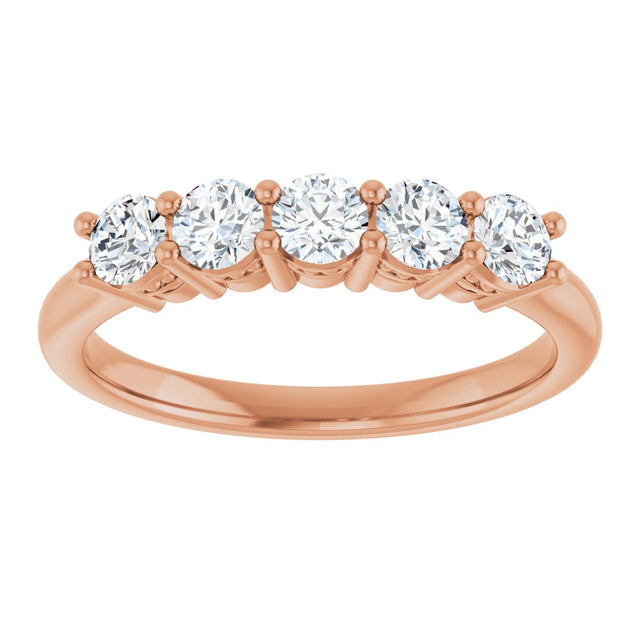14K Gold Round Natural Diamond Five-Stone Anniversary Band – 1/6–5/8 CTW (Style 123844) - Rose Gold - view 3