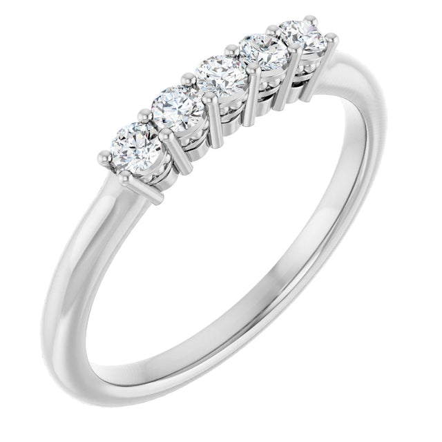 Platinum Round Natural Diamond Five-Stone Anniversary Band – 1/6–5/8 CTW