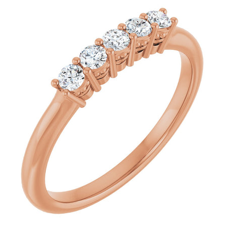 14K Gold Round Natural Diamond Five-Stone Anniversary Band – 1/6–5/8 CTW (Style 123844) - Rose Gold