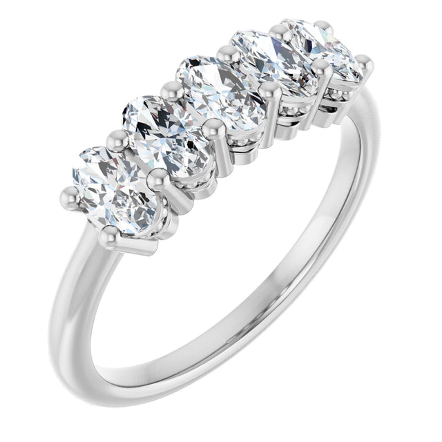 Platinum Oval Lab-Grown Diamond Five-Stone Anniversary Band – 9/10–1 7/8 CTW