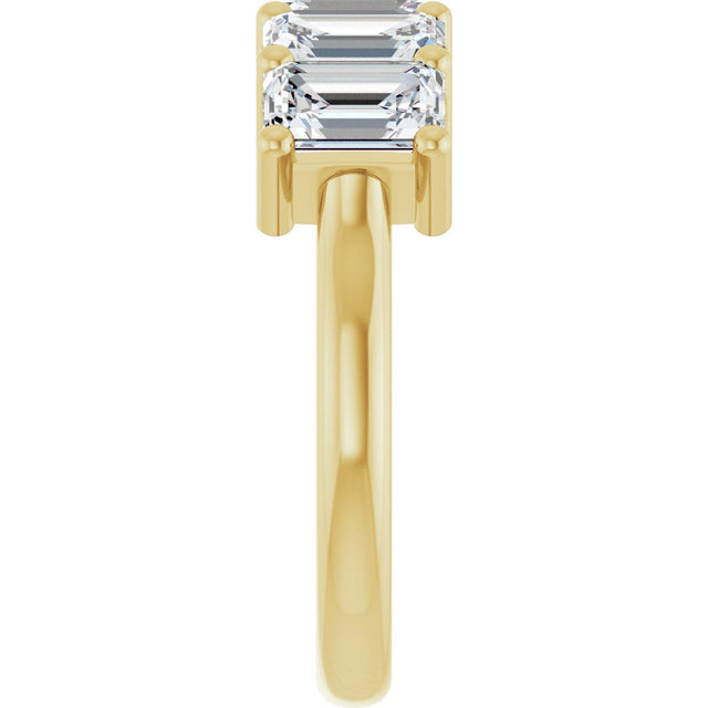 14K Gold Emerald Natural Diamond Five-Stone Anniversary Band – 1 3/4–3 CTW - Yellow Gold - view 4