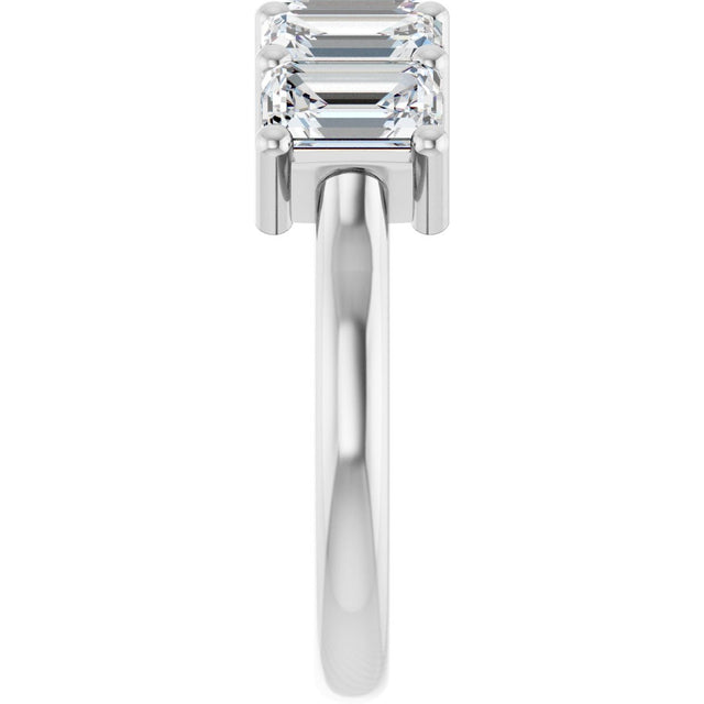 14K Gold Emerald Lab-Grown Diamond Five-Stone Anniversary Band – 1 3/4–3 CTW - White Gold - view 4