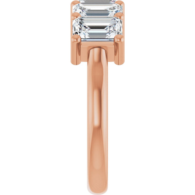 14K Gold Emerald Lab-Grown Diamond Five-Stone Anniversary Band – 1 3/4–3 CTW - Rose Gold - view 4