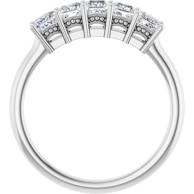 Platinum Square Natural Diamond Five-Stone Anniversary Band – 1/4–1 CTW - view 2