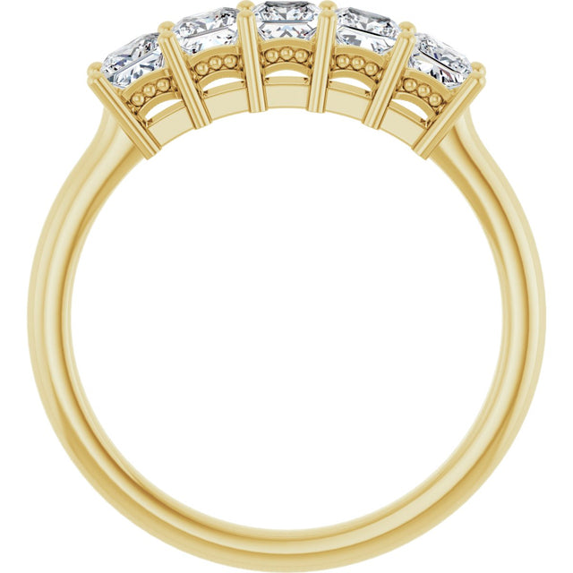14K Gold Square Natural Diamond Five-Stone Anniversary Band – 1/4–1 CTW - Yellow Gold - view 2