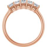 14K Gold Square Natural Diamond Five-Stone Anniversary Band – 1/4–1 CTW - Rose Gold - view 2