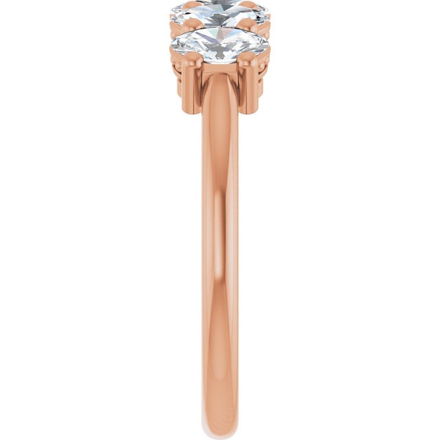 14K Gold Oval Lab-Grown Diamond Five-Stone Anniversary Band – 9/10–1 7/8 CTW - Rose Gold - view 4