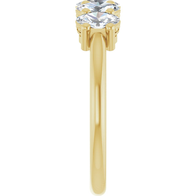 14K Gold Oval Lab-Grown Diamond Five-Stone Anniversary Band – 9/10–1 7/8 CTW - Yellow Gold - view 4