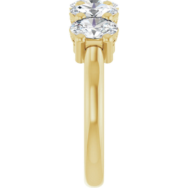 14K Gold Oval Lab-Grown Diamond Five-Stone Anniversary Band – 9/10–1 7/8 CTW - Yellow Gold - view 4