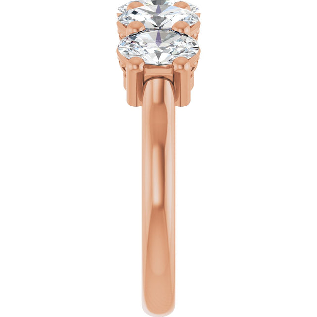 14K Gold Oval Natural Diamond Five-Stone Anniversary Band – 1 7/8 CTW - Rose Gold - view 4